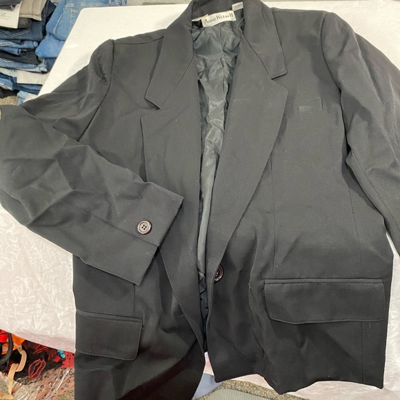 Vintage 100% Wool Anne Klein II Blazer Black Womens 10 Button Up Great Condition - Picture 10 of 13